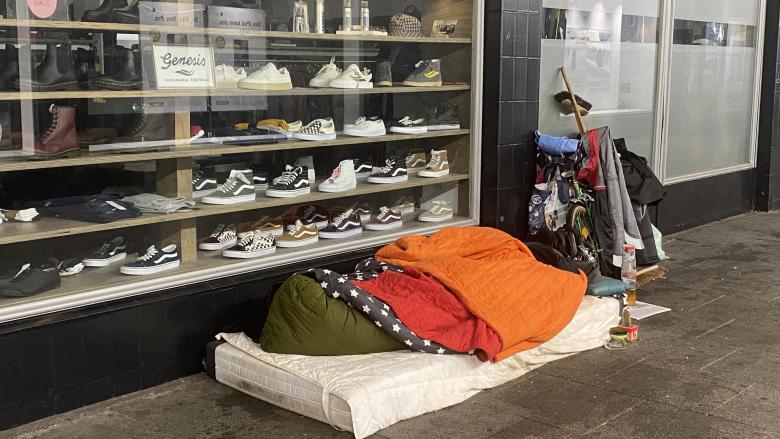 Matratze von einem Obdachlosen